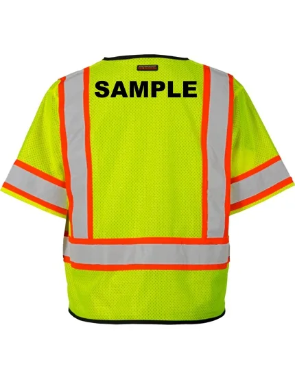 Lime, Single Pocket, Contrasting Mesh Class 3 Vest, S-M w/ Black Custom Lettering