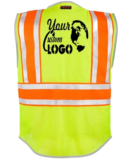 Lime, \u0027Ultimate\u0027 Reflective Class 2, Ultra-Cool Mesh, Black Bottom, 5XL w/Custom Logo
