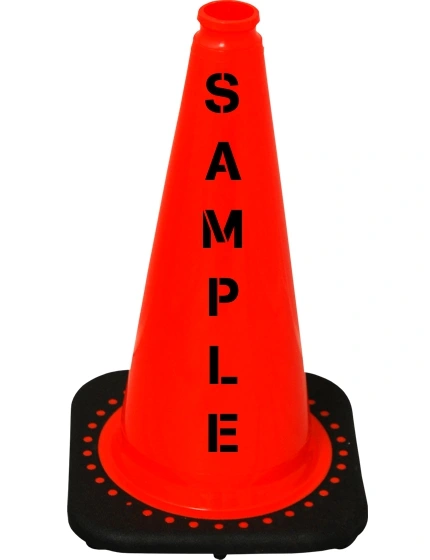 Orange 18\" JBC Black Base Traffic Cone w/ Double Sided Lettering