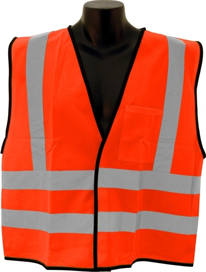 Orange Knit Vest, Class 2, V-Back Stripes, Size 2XL-4XL