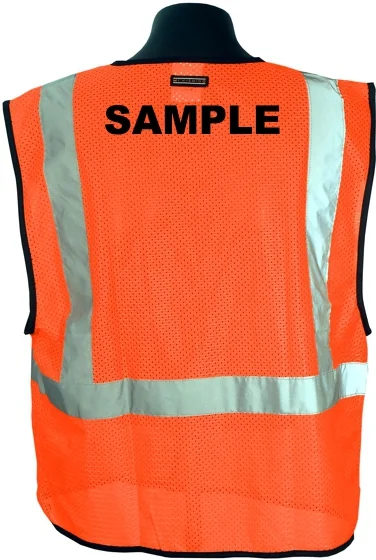 Orange Mesh, Class 2 Vest, Size L-XL with Black Custom Lettering