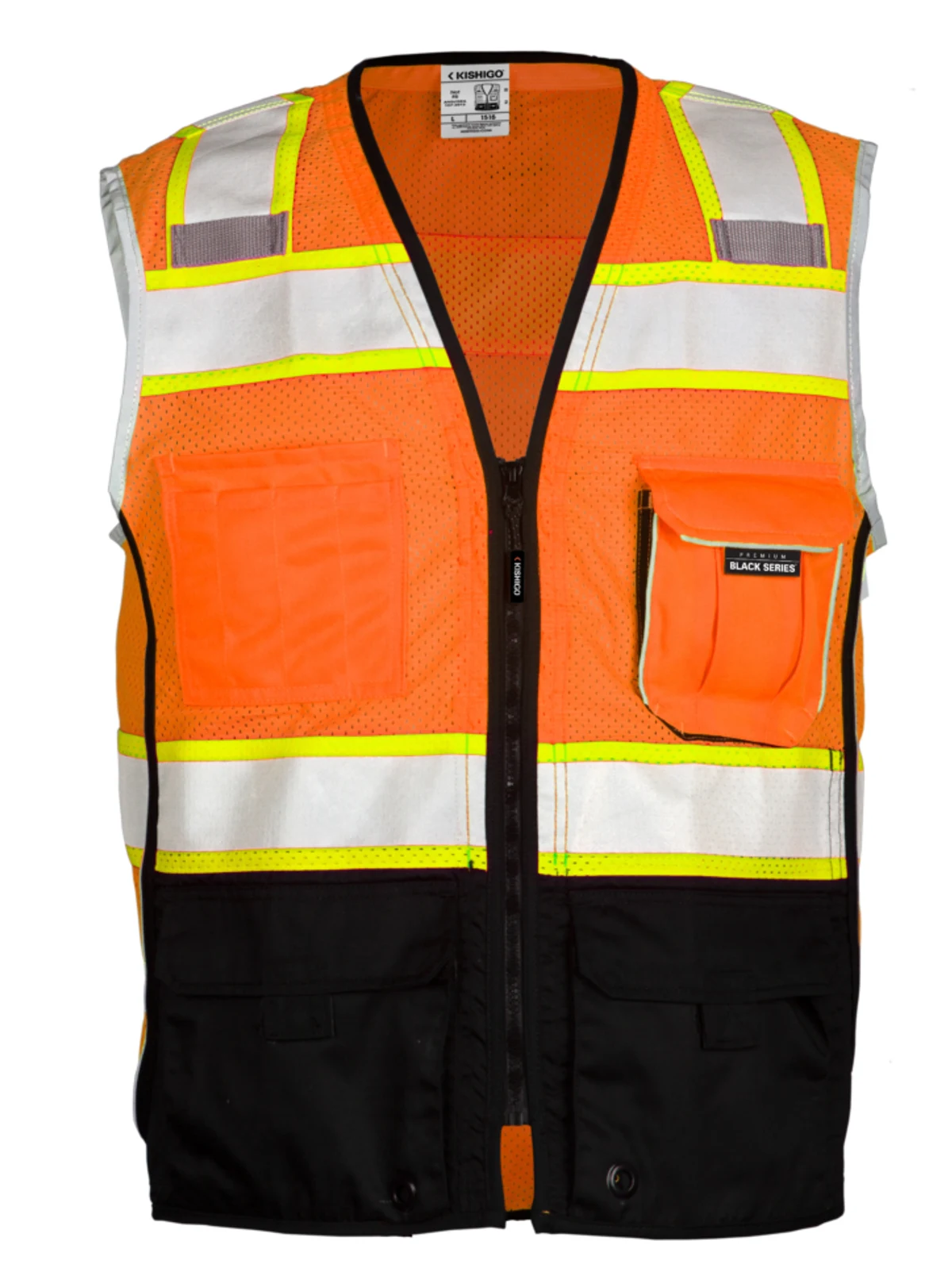 Orange Mesh, Premium Black Bottom Class 2 Vest, 4XL with Full Color Graphic