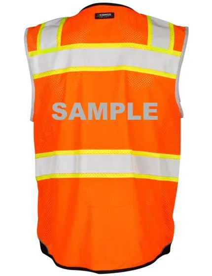 Orange Mesh, Premium Black Bottom Class 2 Vest, LARGE w/ Reflective Custom Lettering