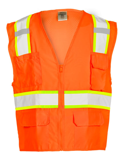 Orange Vest, Class 2, Solid Front with Mesh Back, Size: MEDIUM
