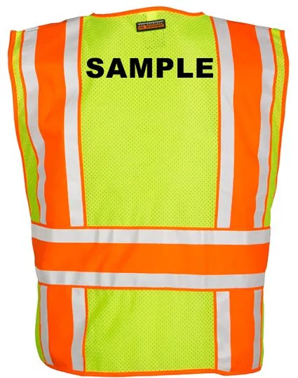 Premium, 4-Point\"Break Away\", Lime \u0026 Orange Contrasting, Class 2, M-Xl w/ Black Custom Lettering