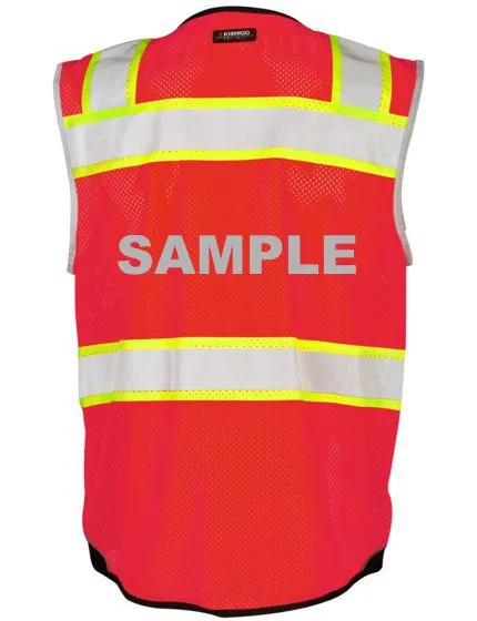 Red Mesh, Premium Black Bottom Class 2 Vest, MEDIUM w/ Reflective Custom Lettering