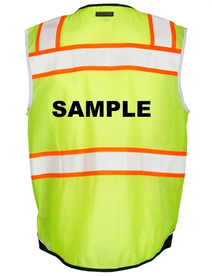 Ultra-Cool Lime Mesh, Black Bottom, Class 2 Vest, Medium w/Non-Reflective Custom Lettering