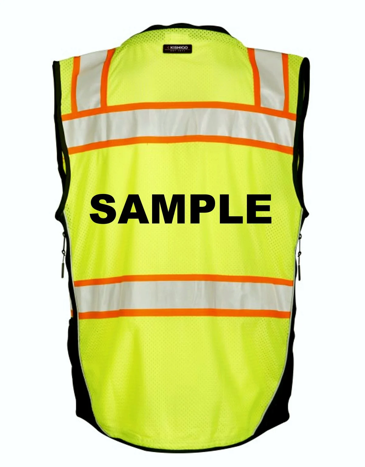 Kishigo Lime, Premium Black Series Surveyors Vest, Class 2, Large w/Custom Black Text
