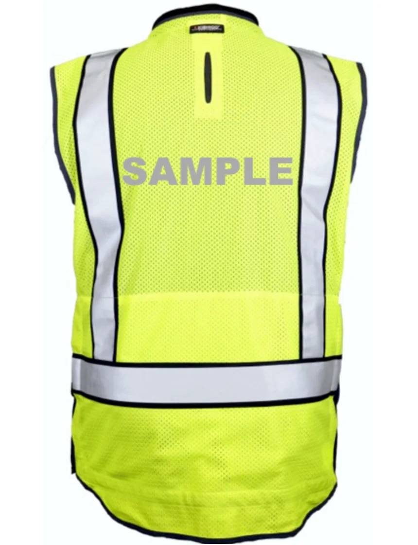 Kishigo Lime and Black, Premium Black Series Tool Tethering Vest, Class 2, with Custom Reflective Lettering, Medium