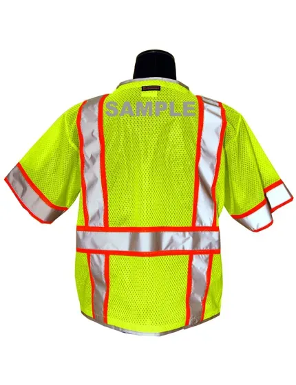 Premium BRILLIANT, Ultra-Cool XL Lime Mesh, Class 3 Break-Away Vest with Reflective Custom Lettering