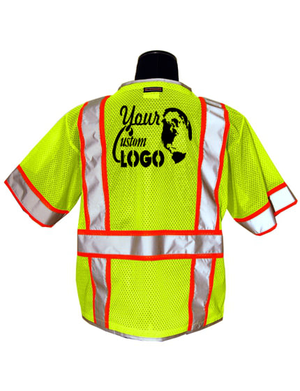 Premium BRILLIANT, Ultra-Cool LARGE Lime Mesh, Class 3 Break-Away Vest with Single Color Graphic