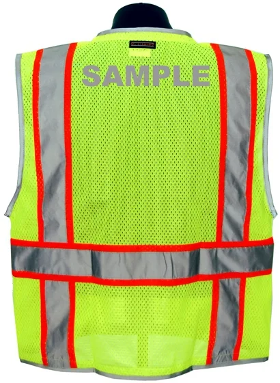 Premium BRILLIANT, Ultra-Cool Lime Mesh, Class 2 Vest, 3XL w/Reflective Custom Lettering
