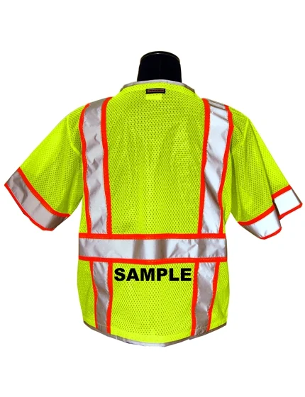 Premium \u0027Brilliant\u0027 Ultra-Cool Lime Mesh, Class 3 Vest, 4XL w/Non-Reflective Custom Lettering