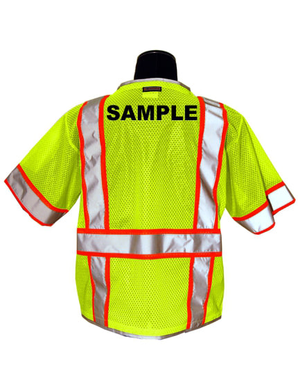Premium BRILLIANT, Ultra-Cool MEDIUM Lime Mesh, Class 3 Break-Away Vest with Custom Black Lettering