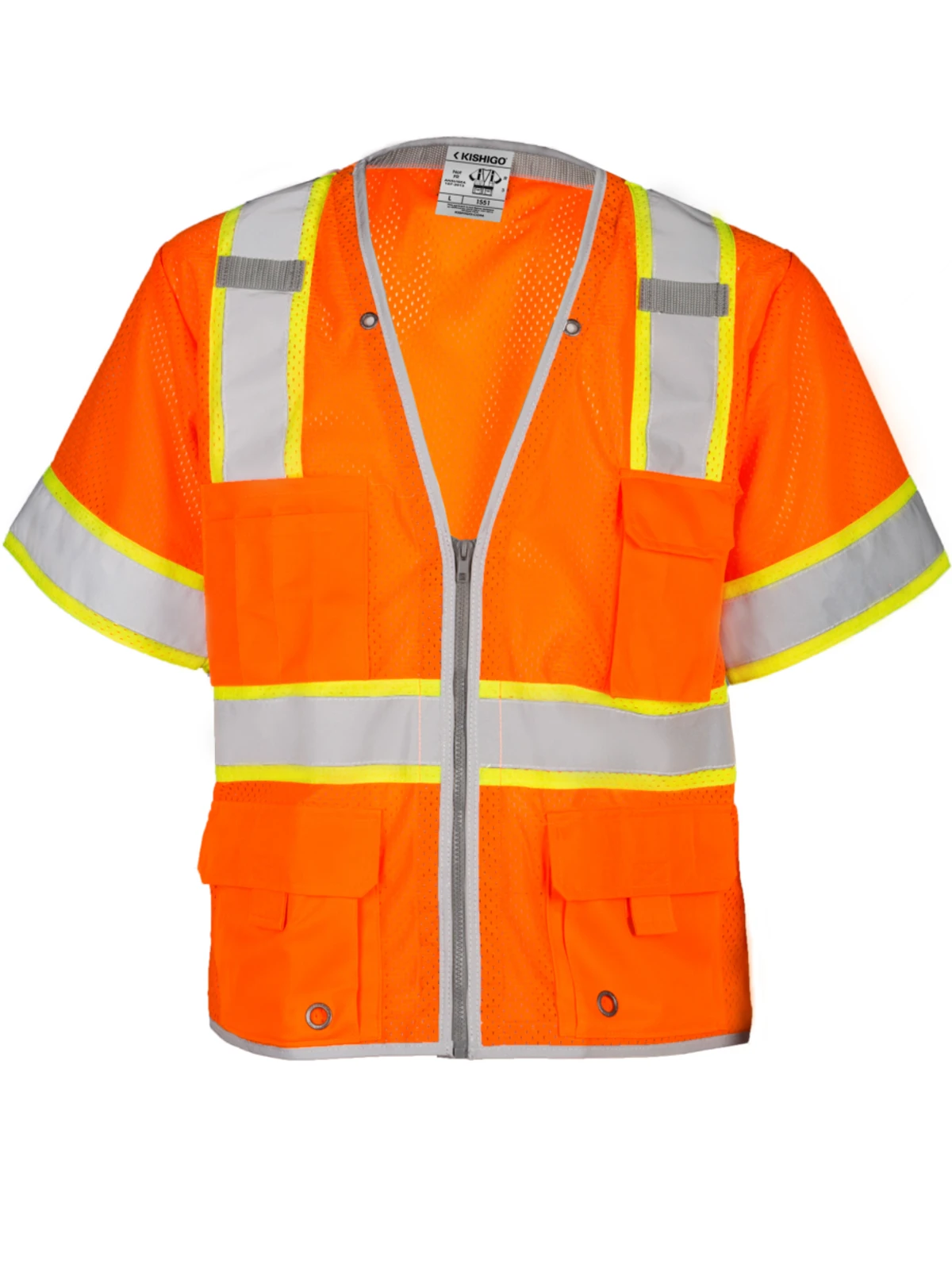 Premium BRILLIANT, Ultra-Cool Orange Mesh, Class 3 Surveyors Vest, MEDIUM