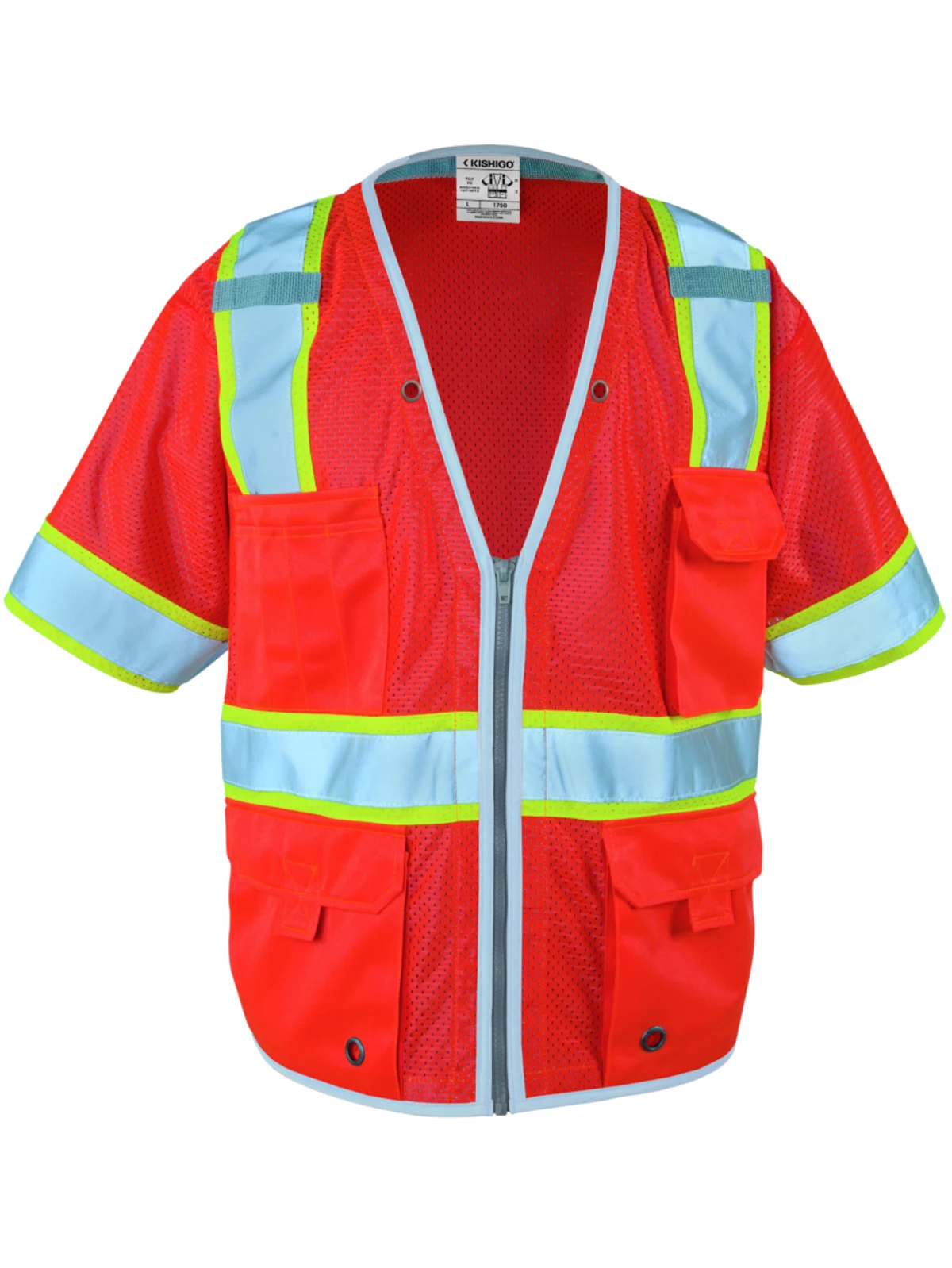 Premium Brilliant, Ultra-Cool Red Mesh, Class 3 Surveyors Vest, 3Xl w/ Full Color Graphic
