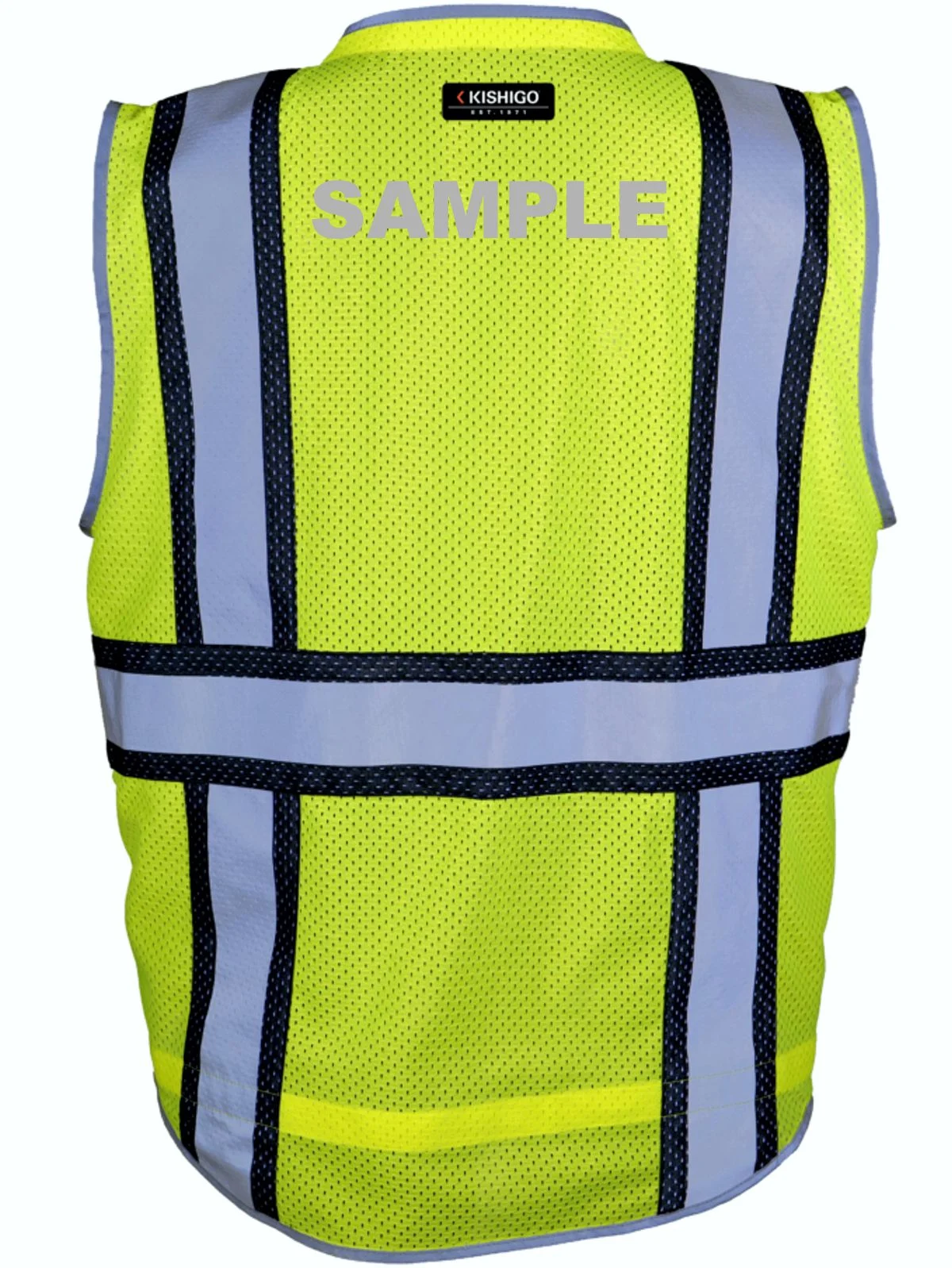 Premium BRILLIANT, Ultra-Reflective Lime Mesh, Class 2 Vest, LARGE w/ Reflective Custom Lettering