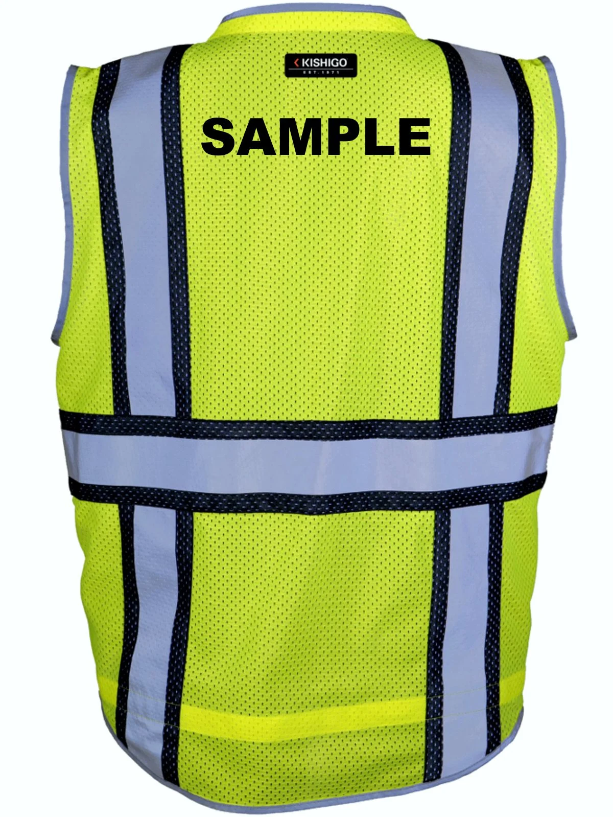 Premium BRILLIANT, Ultra-Reflective Lime Mesh, Class 2 Vest, MEDIUM w/ Black Custom Lettering