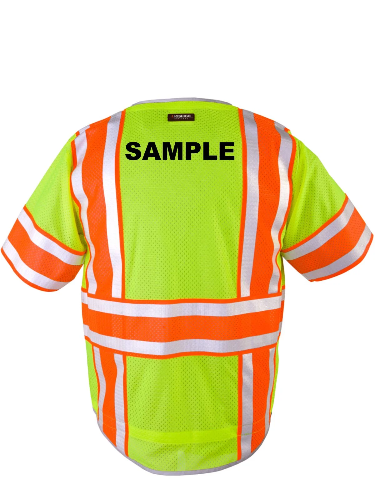 Premium BRILLIANT, Ultra-Reflective Lime Mesh, Class 3 Vest, 4XL w/ Black Custom Lettering