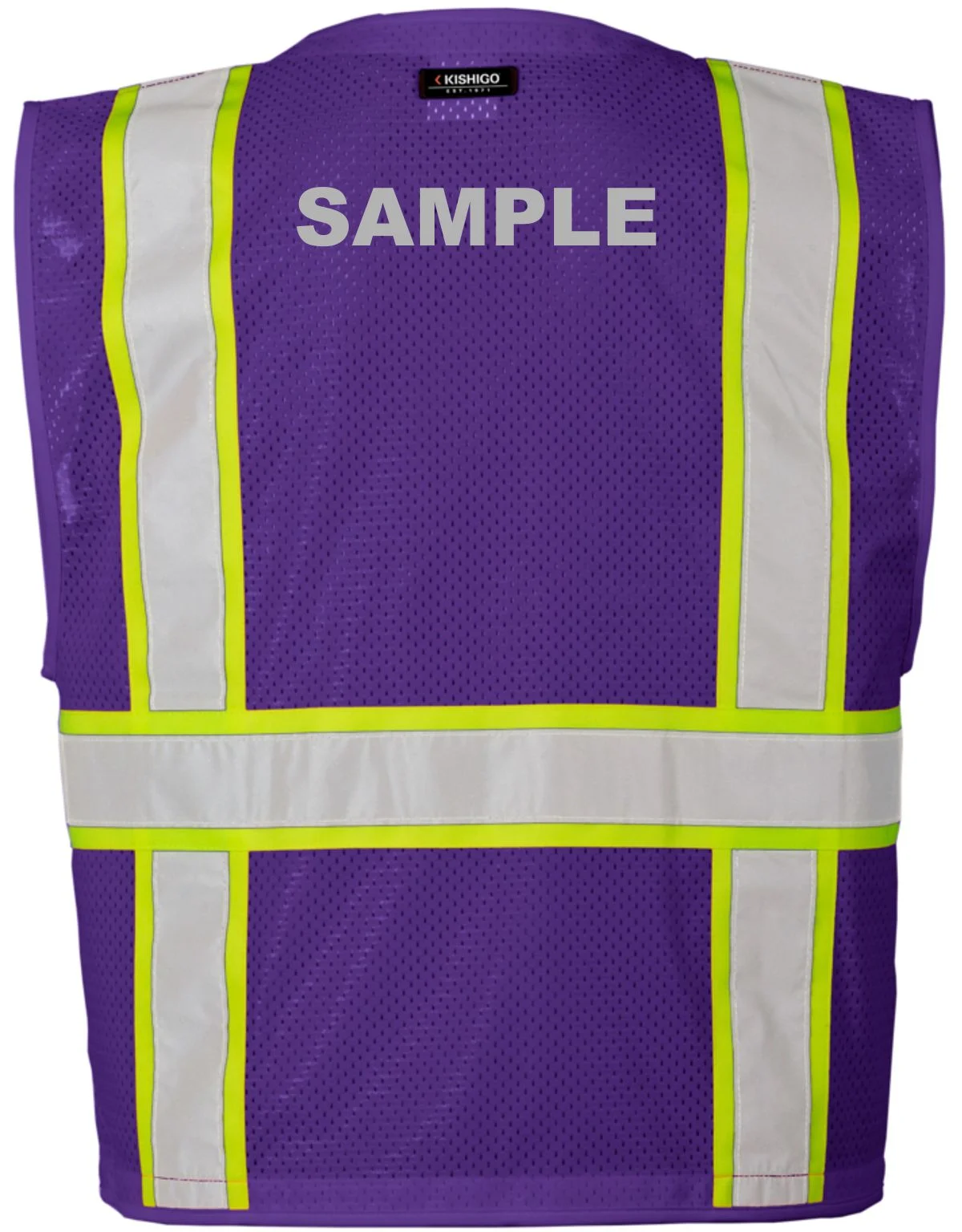 Purple, Enhanced Visibility, Multi Pocket Mesh Vest, S-M w/Custom Reflective Lettering