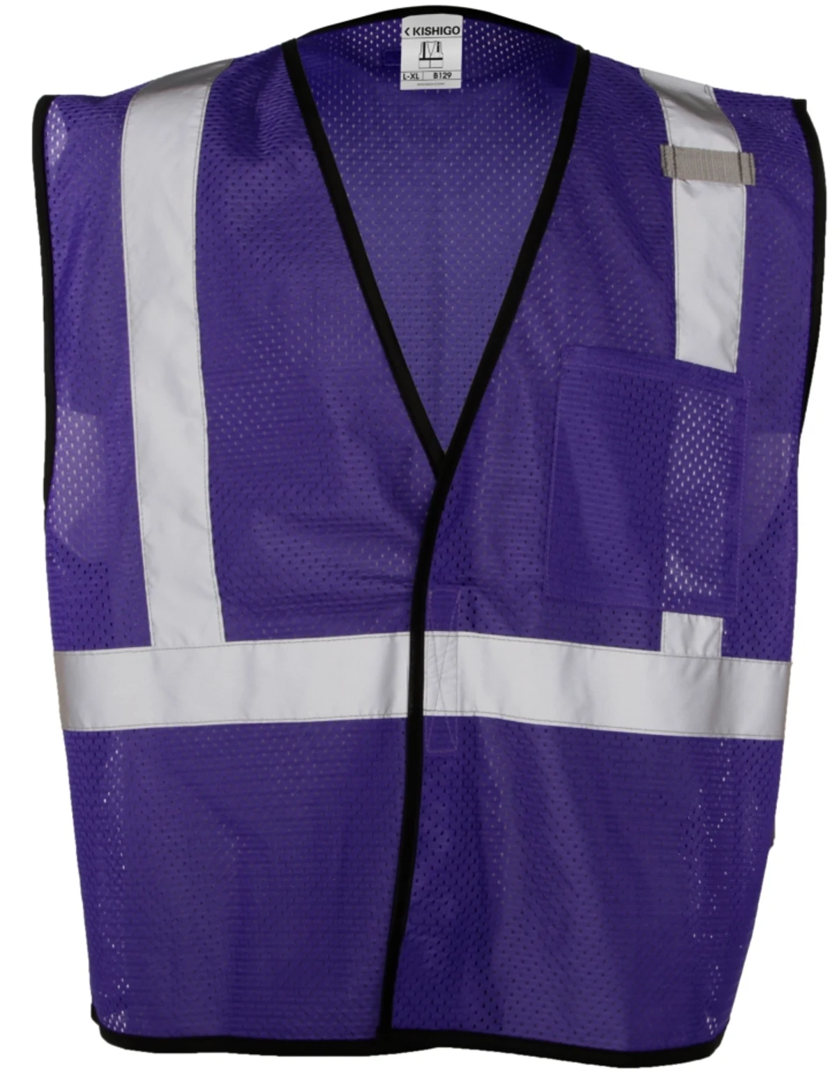 Purple, Enhanced Visibility, Single Pocket Mesh Vest, L-Xl w/ Single Color Graphic
