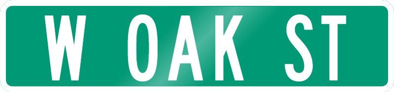 Custom Street Sign, 48\" wide and 6\" tall, HIP Reflectivity, Flat .080 Aluminum