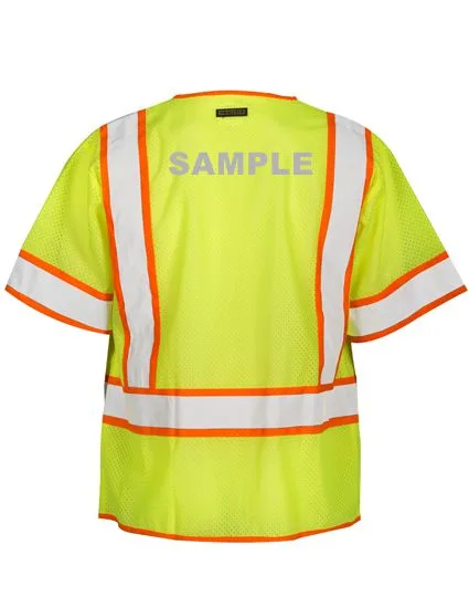 Standard, Ultra-Cool Lime Mesh, Class 3 Surveyors Vest, 5XL with Reflective Custom Lettering