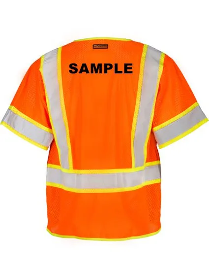 Standard, Ultra-Cool Orange Mesh, Class 3 Surveyors Vest, 4Xl w/ Black Custom Lettering
