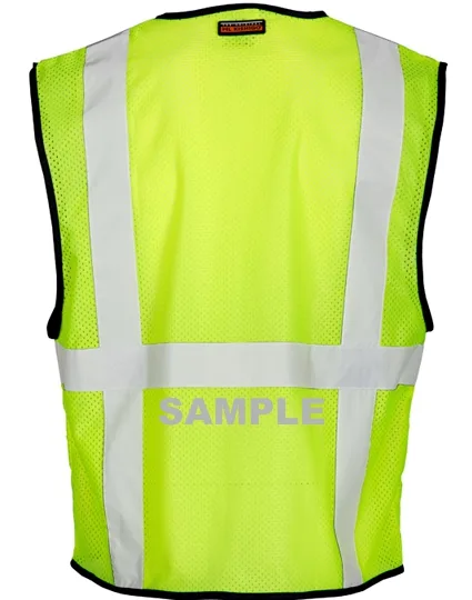 Super Economy Lime Mesh, Class 2 Vest w/6 Pockets \u0026 Zipper Front Closure, L-XL \u0026 Custom Reflective Lettering 