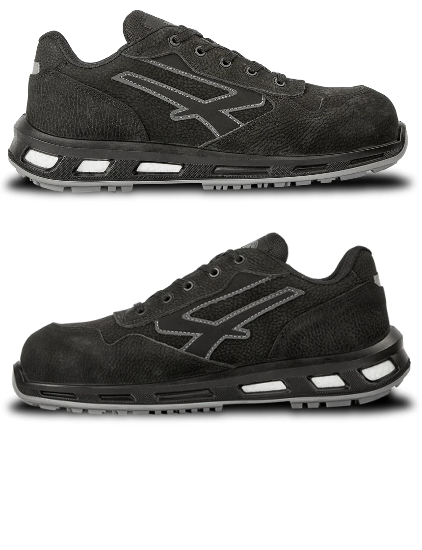 U-Power \"Dash\" - Athletic, Metal Free Safety Toe Shoe with \"Energy Return\" to Reduce Fatigue, Black Upper with Black Sole