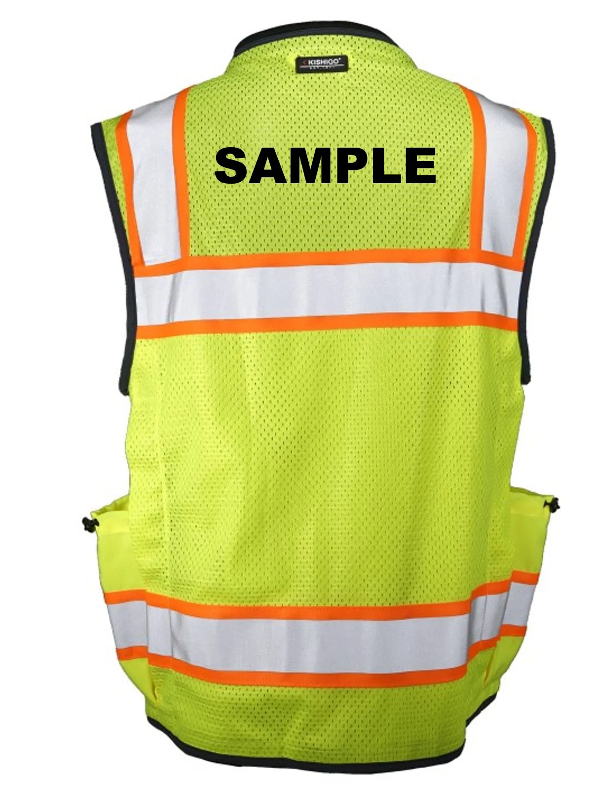 Ultimate Construction Vest, Ultra-Cool Lime Mesh Back, ANSI 107 Type R Class 2 Vest, MEDIUM w/ Non-Reflective Custom Lettering