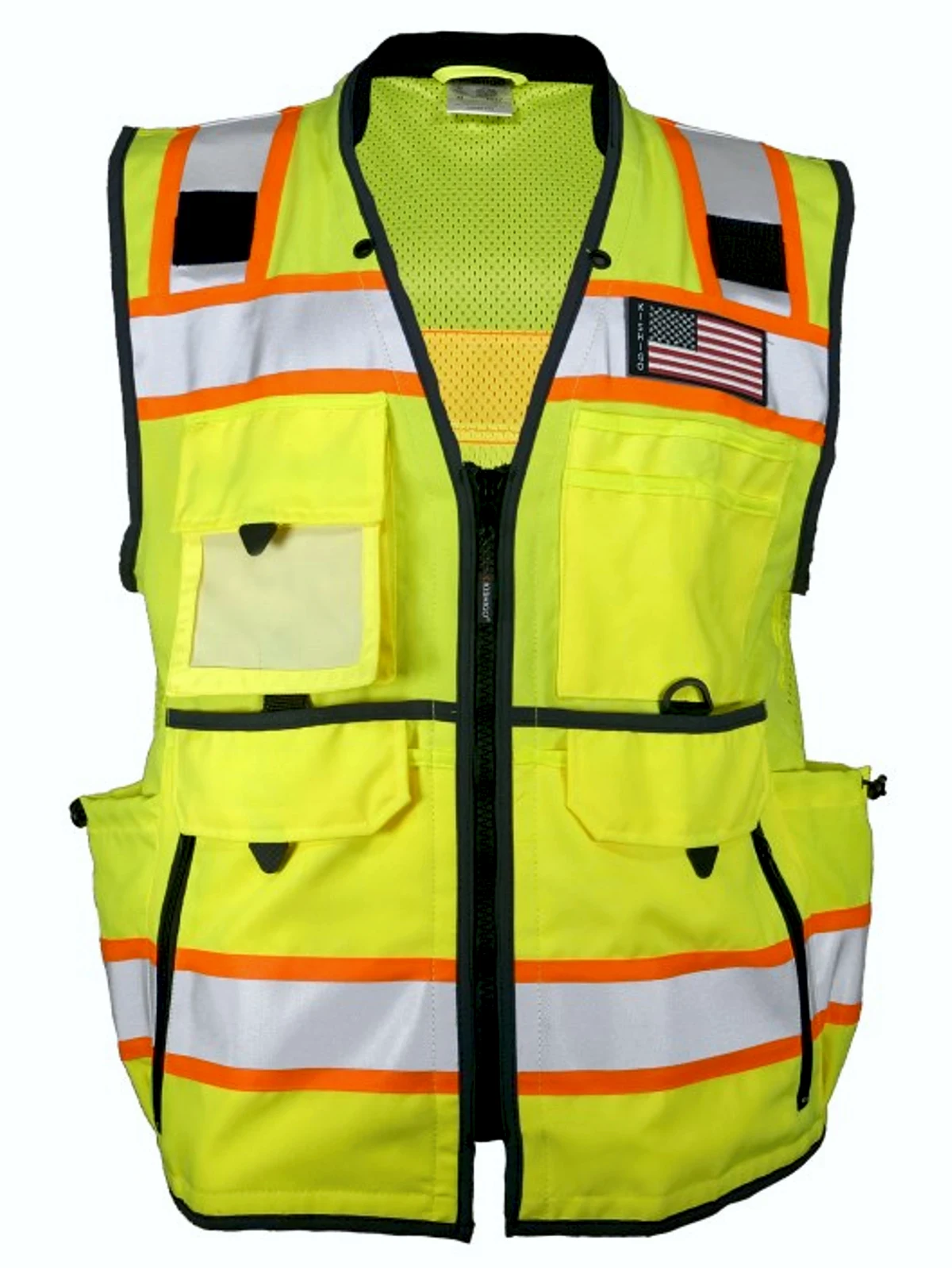 Ultimate Construction Vest, Ultra-Cool Lime Mesh Back, ANSI 107 Type R Class 2 Vest, Medium w/ Single Color Graphic