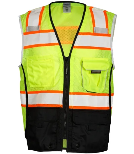 Ultra-Cool Lime Mesh, Black Bottom, Class 2 Vest, 5Xl