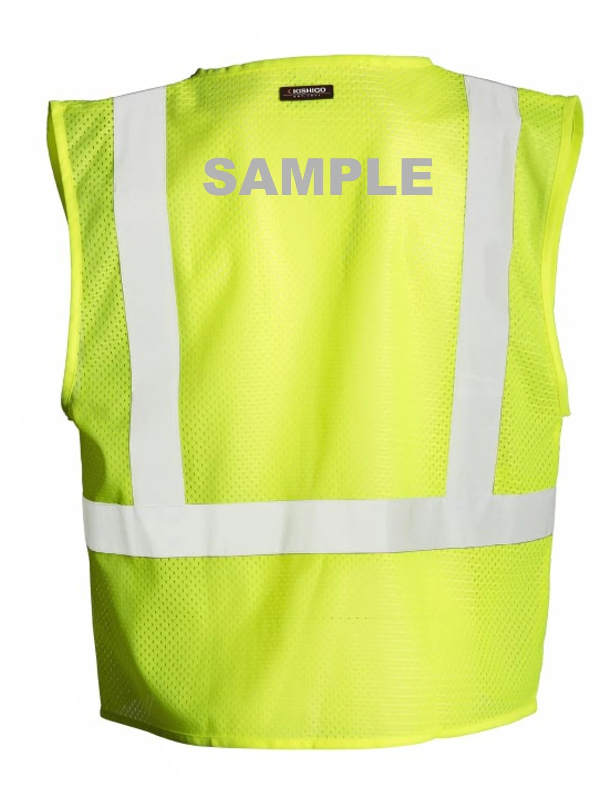Super Saver, Lime Mesh Class 2 Vest w/4 Pockets \u0026 Velcro Closure, 2XL w/Custom Reflective Text