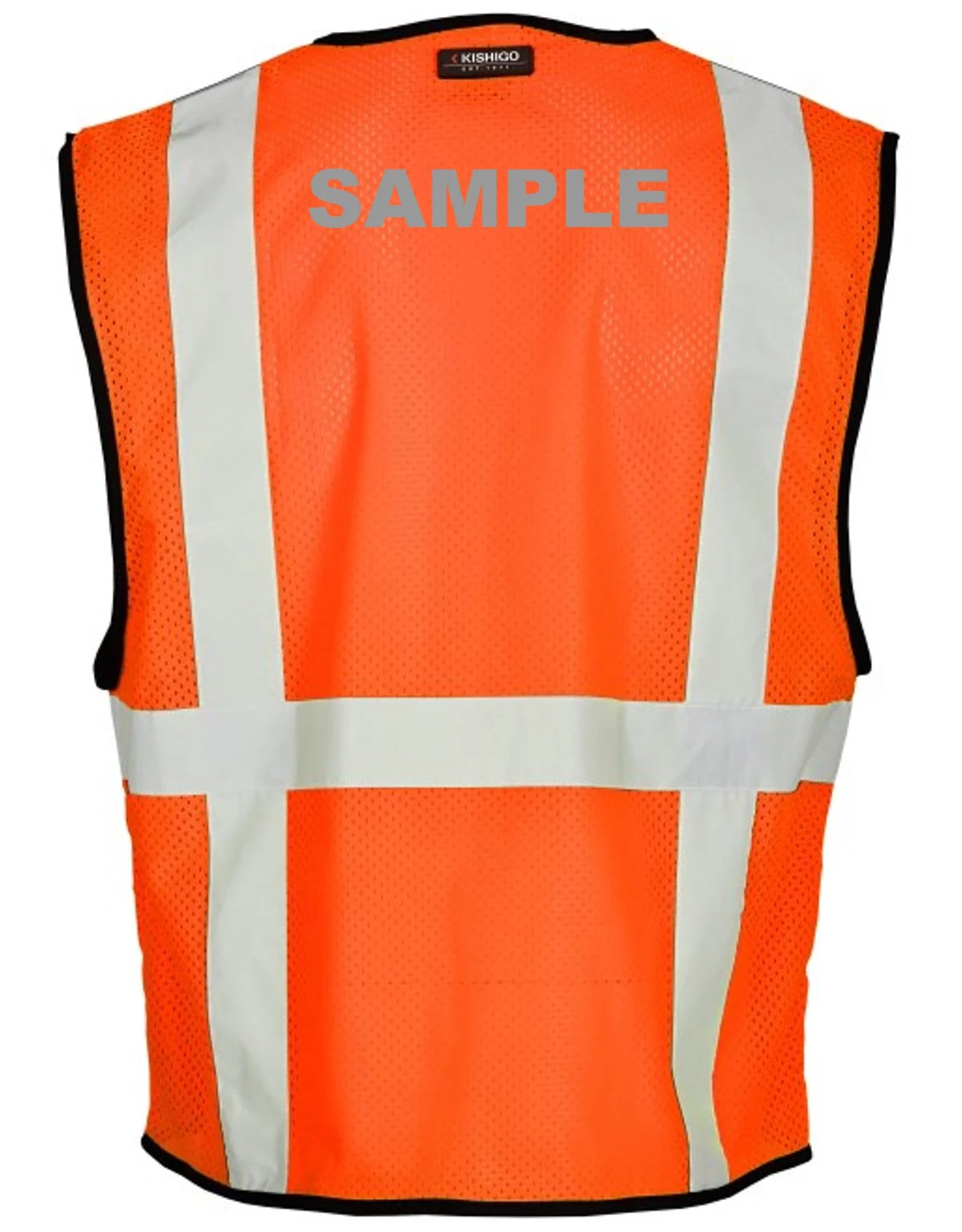 Super Economy Orange Mesh, Class 2 Vest w/6 Pockets \u0026 Zipper Front Closure, L-XL \u0026 Custom Reflective Lettering 