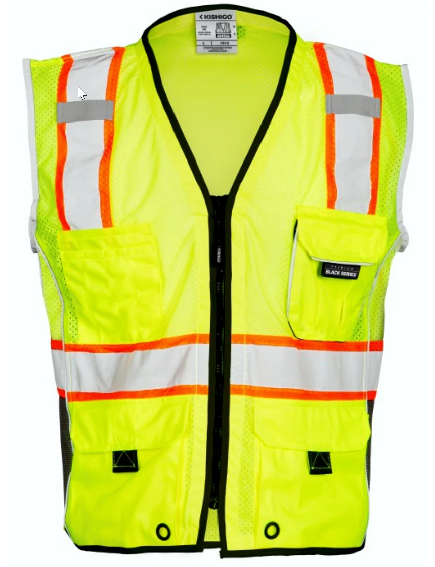Kishigo Premium Black Series™ Lime, Class 2 Safety Vest, 4XL