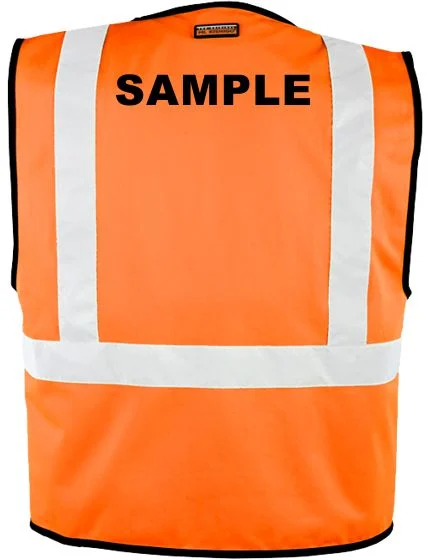 Orange Knit Vest, Class 2, Size M-XL with Black Custom Lettering