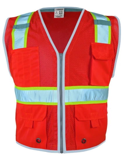 Premium BRILLIANT, Red Mesh, Class 2 Surveyors Vest, XL