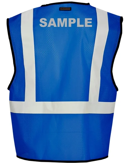 Enhanced Visibility (Non-ANSI) Royal Blue Mesh Safety Vest, Size S-M w/Custom Reflective Lettering
