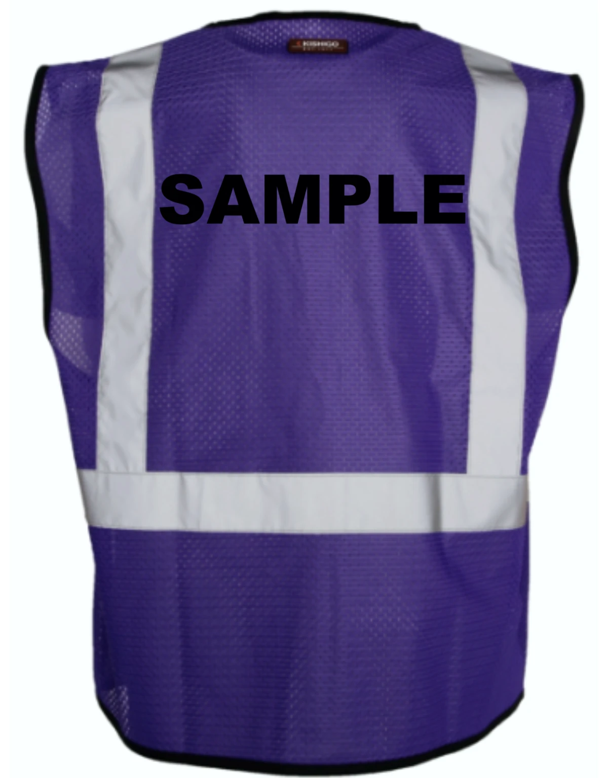 Purple, Enhanced Visibility, Single Pocket Mesh Vest, L-XL w/Custom Black Lettering