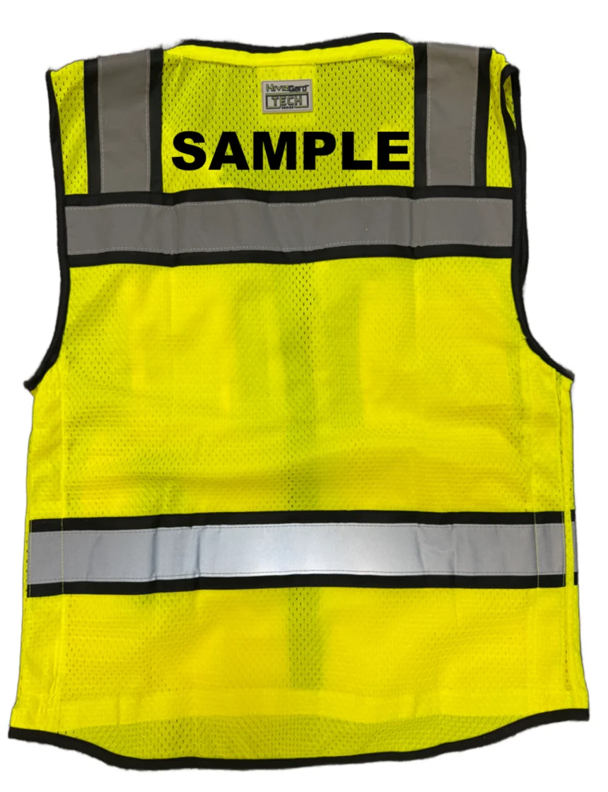 Liberty HiVizGard™ Tech Series, All Mesh Class 2 Surveyor Vest, Lime, Small with Custom Black Lettering