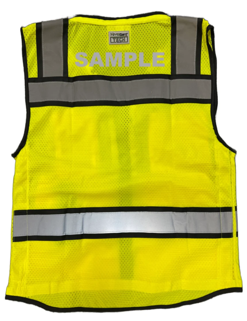 Liberty HiVizGard™ Tech Series, All Mesh Class 2 Surveyor Vest, Lime, XL with Custom Reflective Lettering
