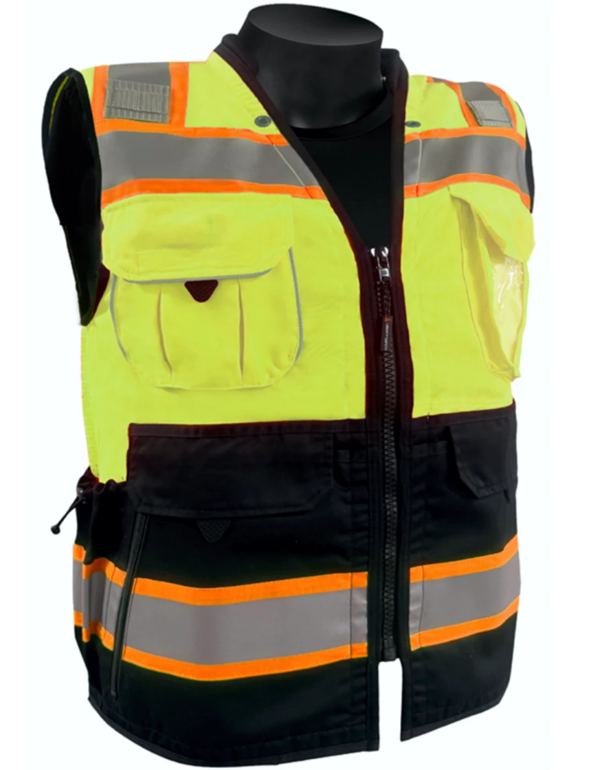 Liberty HiVizGard™ Tech Series, Black Bottom Class 2 Surveyor Vest, Lime, 5XL