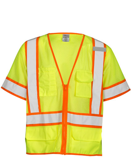 Lime 6 Pocket Contrast Mesh Vest