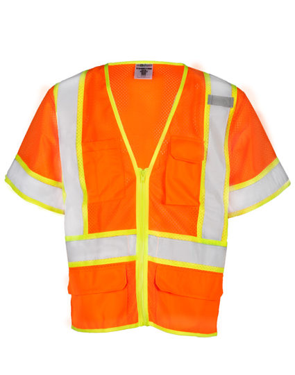 Orange 6 Pocket Contrast Mesh Vest