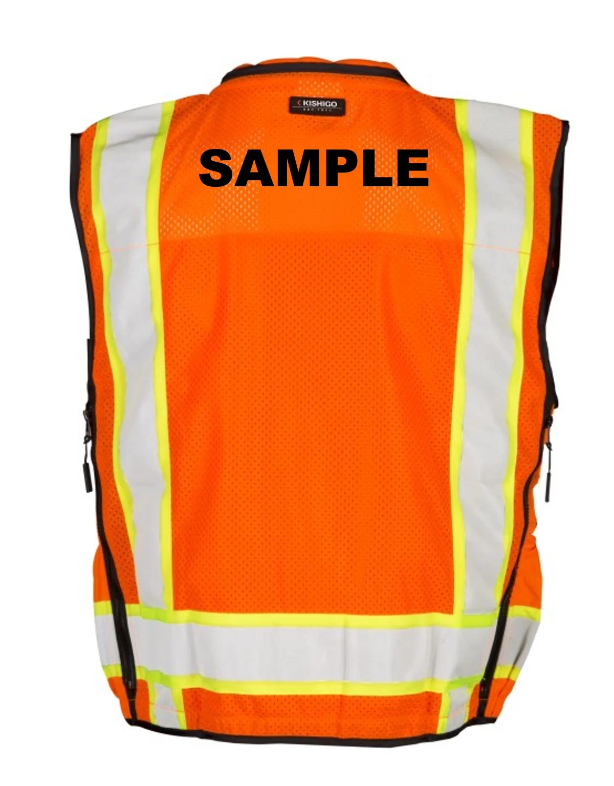 Orange, Professional Surveyors Vest, Class 2, Medium w/Black Custom Lettering