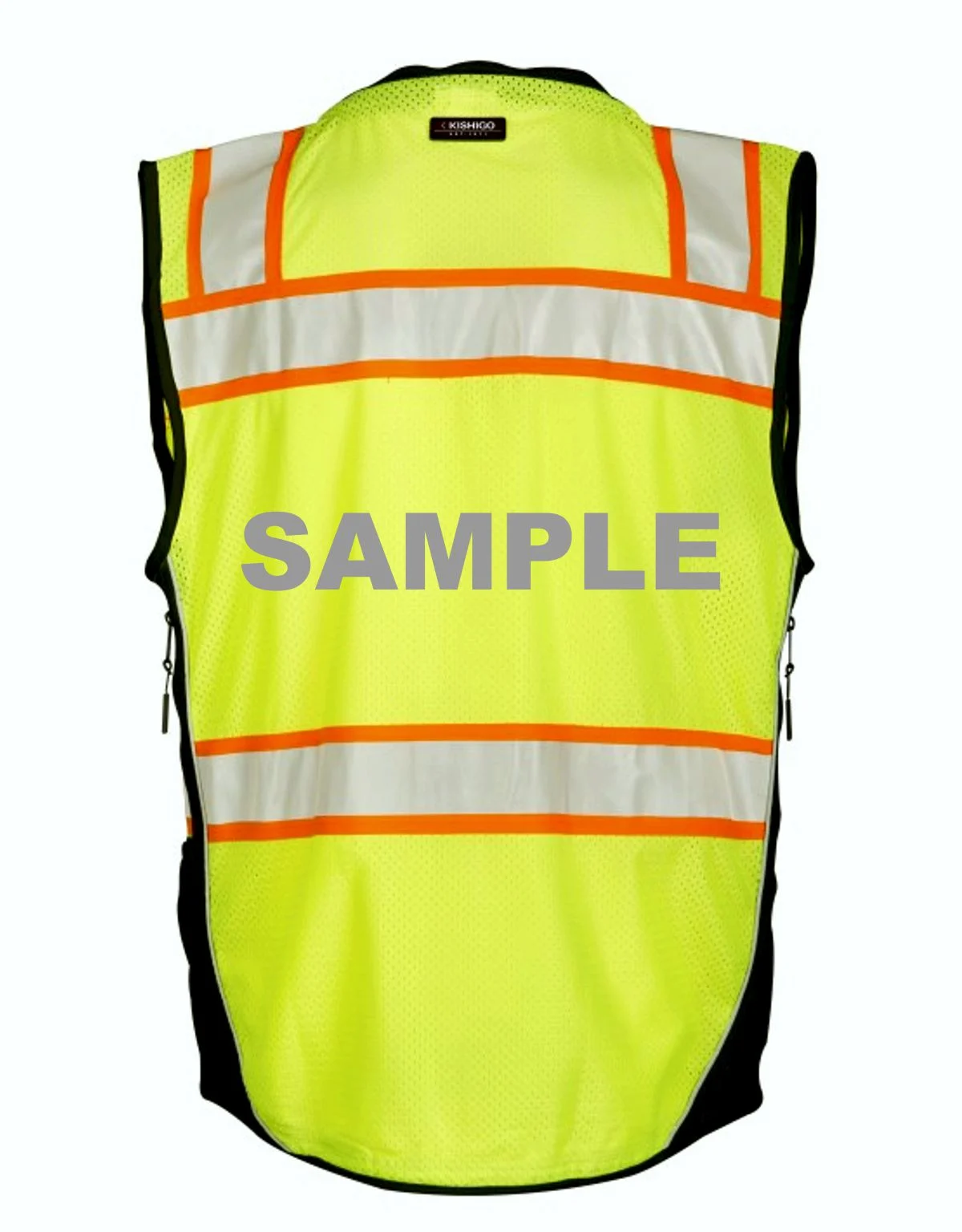 Kishigo Lime, Premium Black Series Surveyors Vest, Class 2, 4XL w/Custom Reflective Text