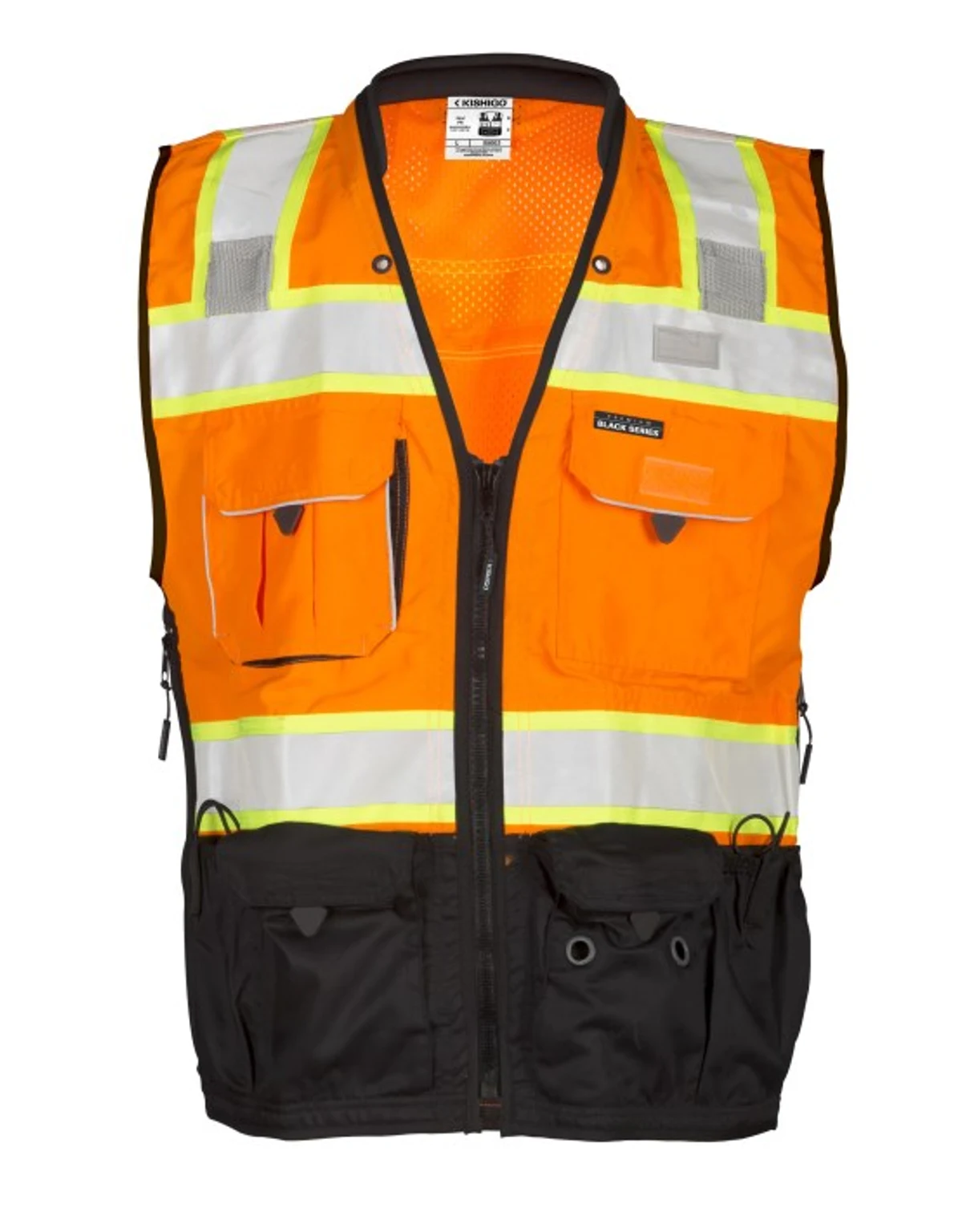 Kishigo Orange, Premium Black Series Surveyors Vest, Class 2, Small