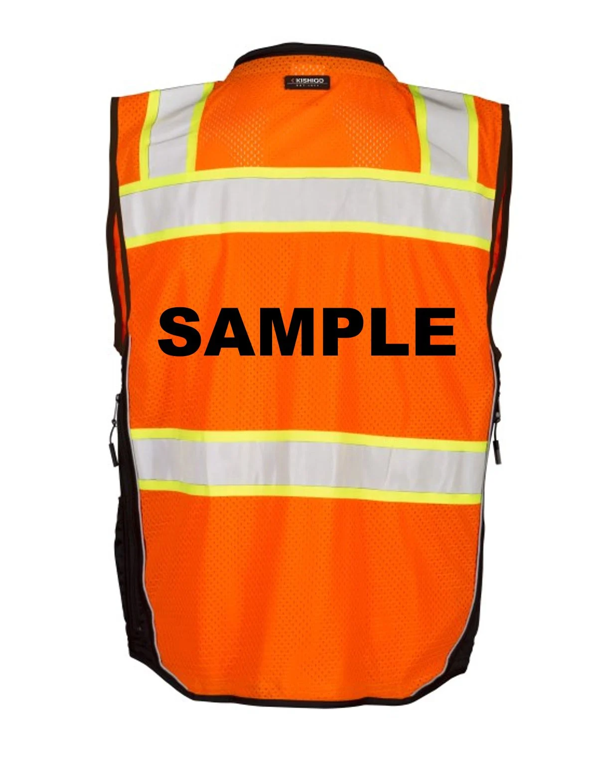 Kishigo Orange, Premium Black Series Surveyors Vest, Class 2, Small w/Custom Black Text