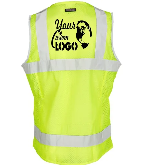 Women\u0027s Ultra-Cool, Lime, Small, Class 2 Vest w/ Zipper Front Closure with Full Color Graphic